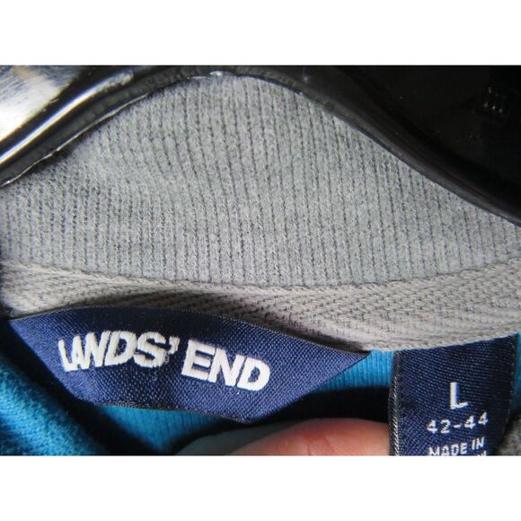 Lands End Mens Jacket Large L 1/4 Zip Blue Knit Pullover Long Sleeve Outdoor - Picture 5 of 9